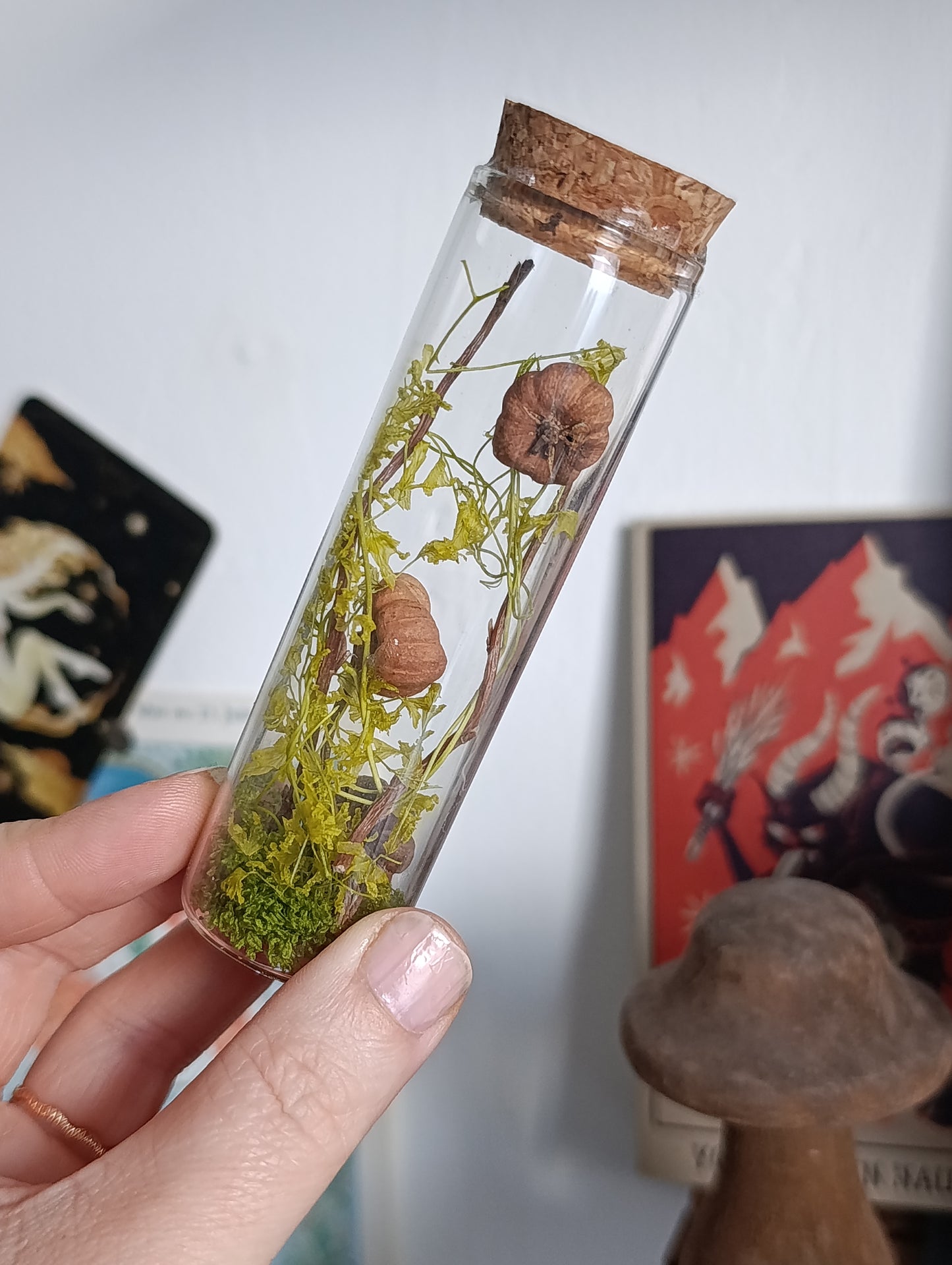 fiole végétale avec citrouilles