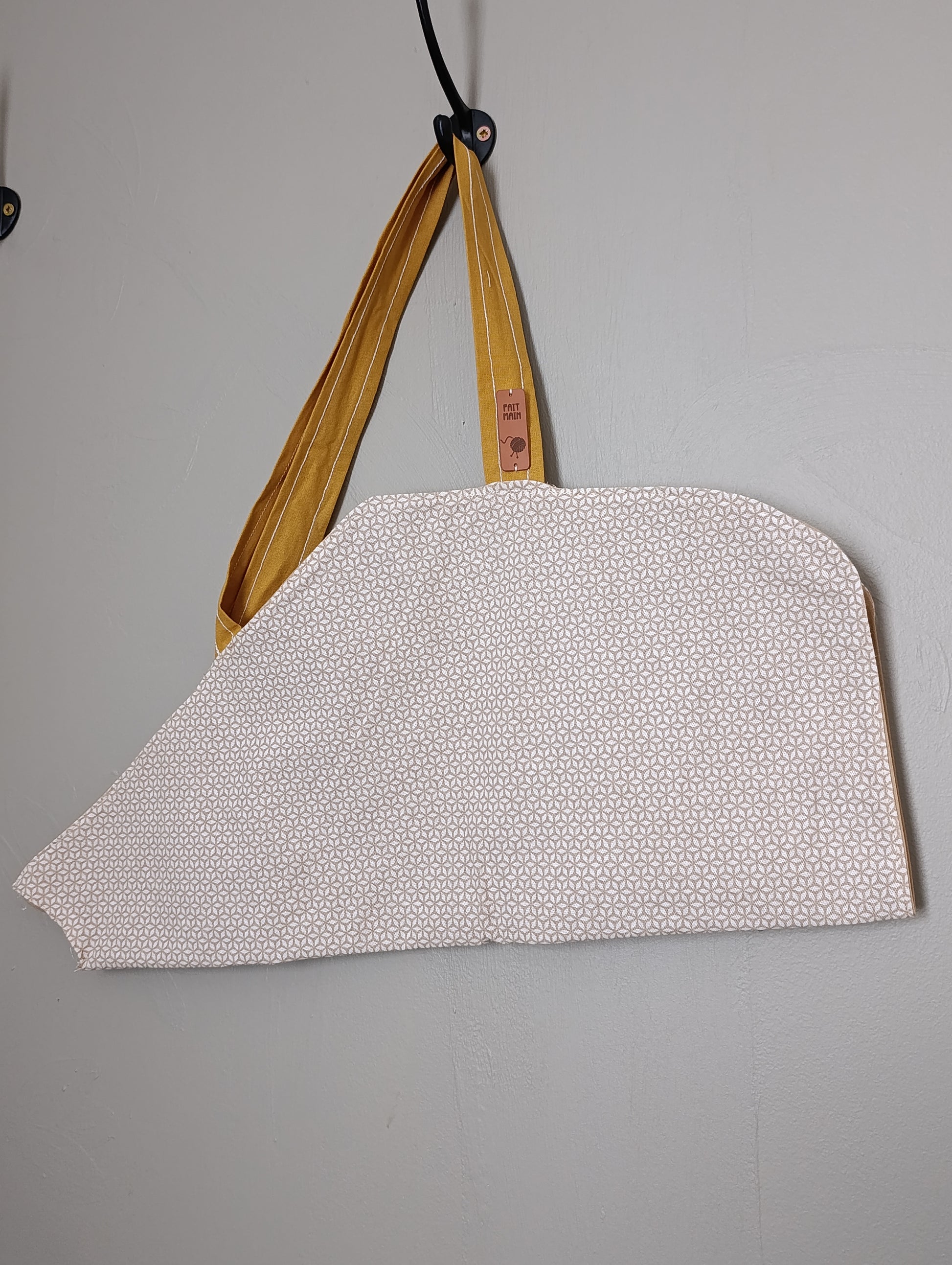 bloom bag beige croisillon anse moutarde