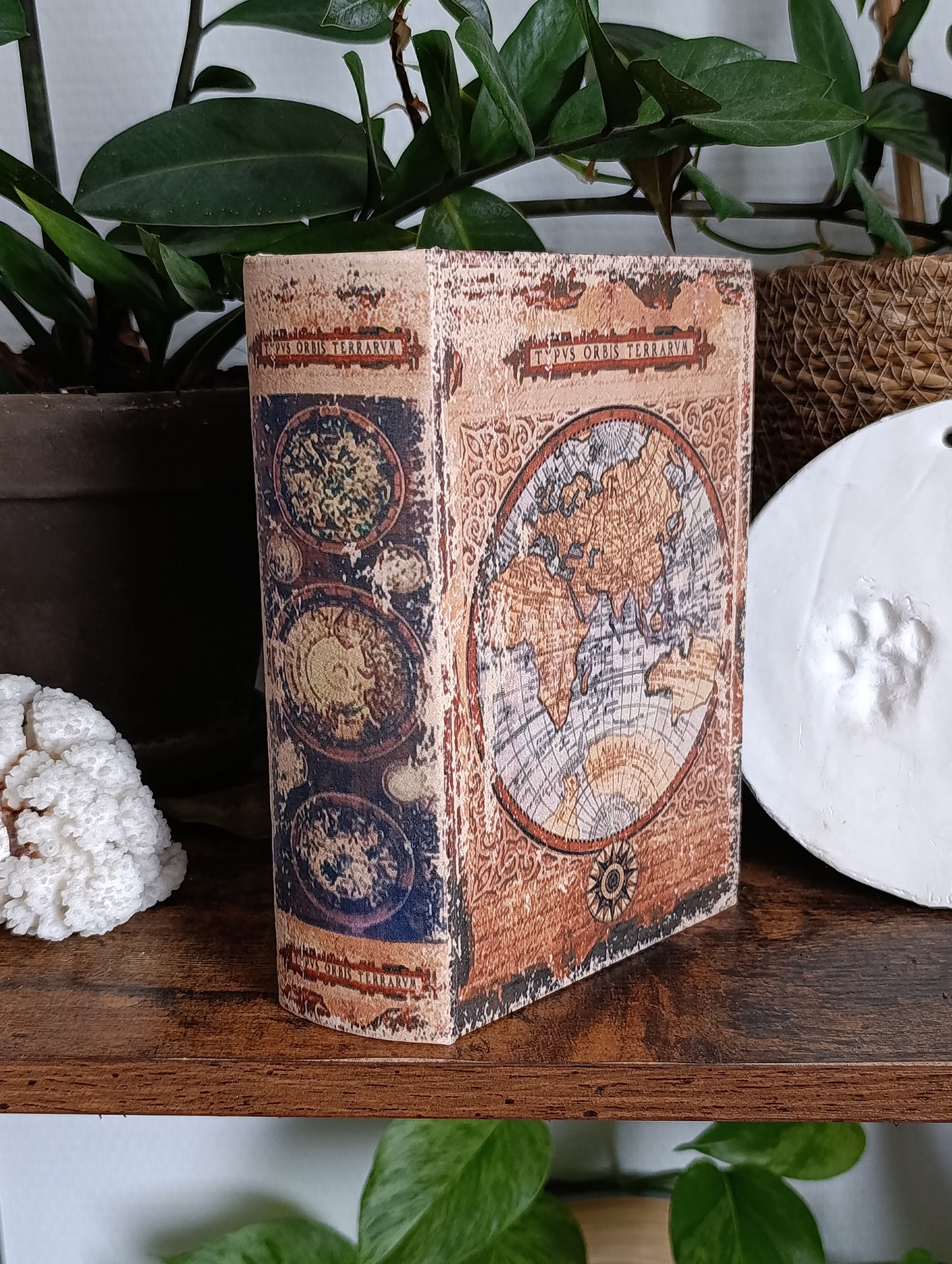 boite livre mappemonde vintage